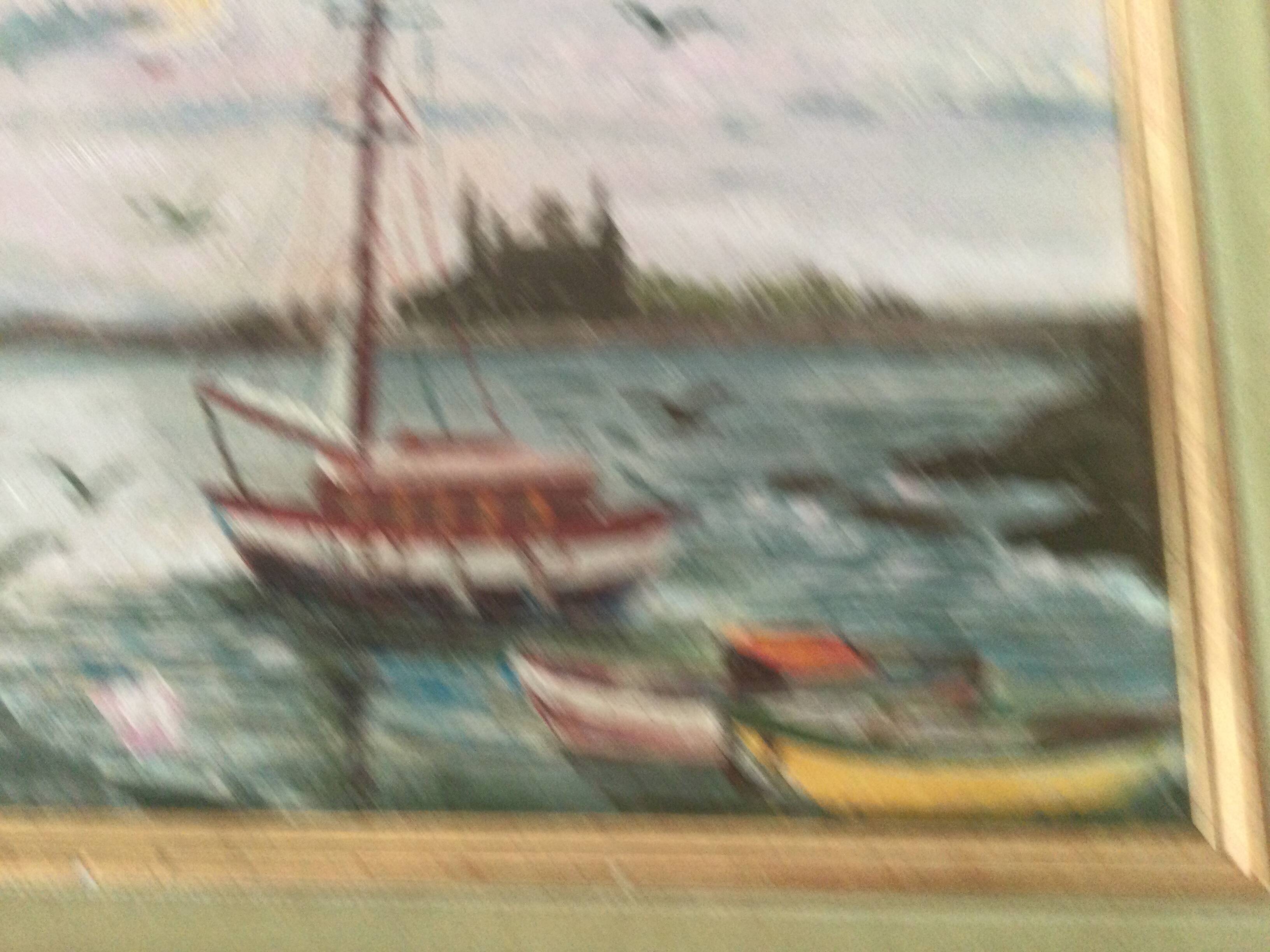 Marine on wood signed reine vuillermet