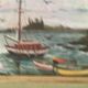 Marine on wood signed reine vuillermet