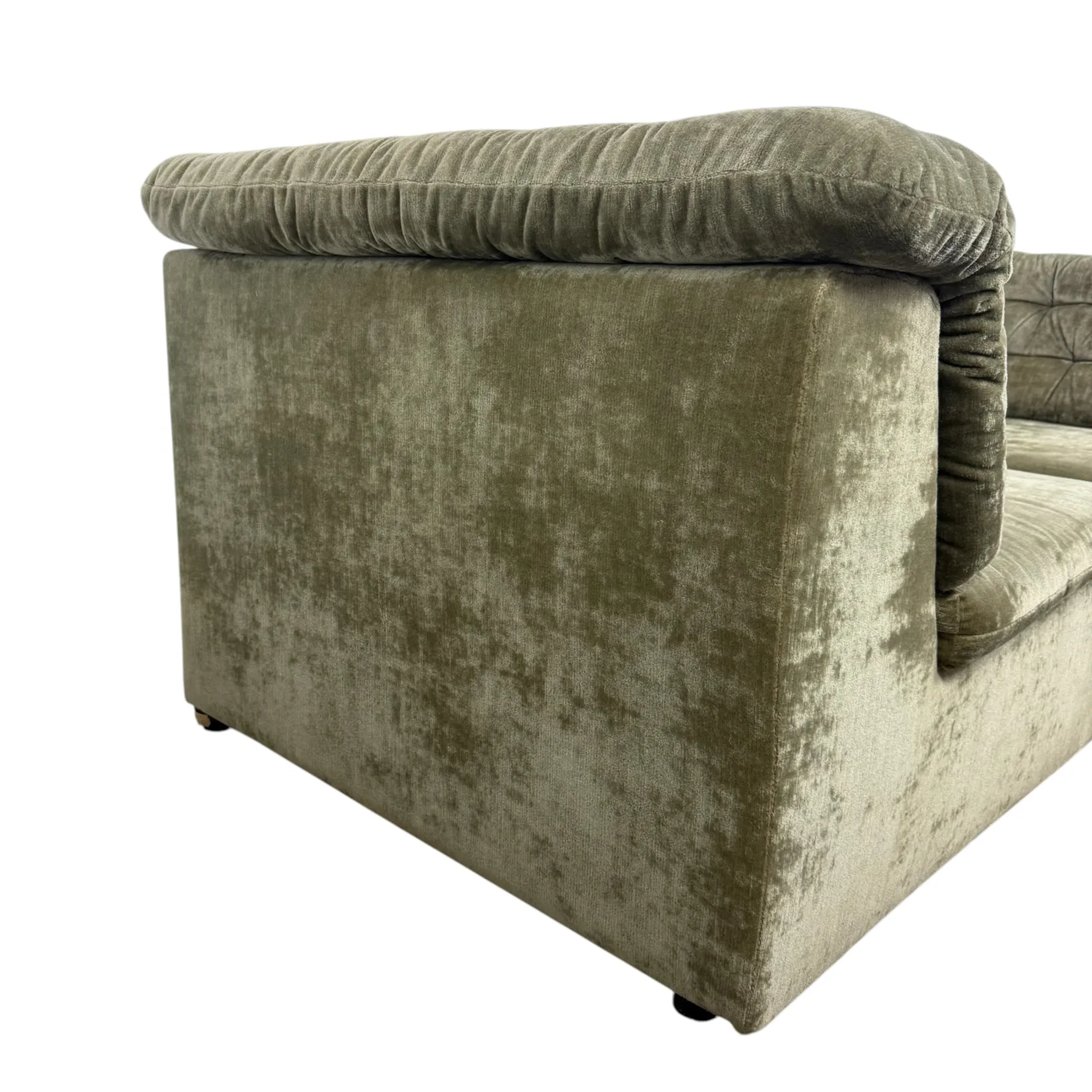 Vintage Modular Velvet Sofa Olive 2 seater