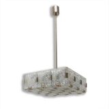 Vintage glass and chrome steel suspension Kamenický Šenov 1970s Czechoslovakia