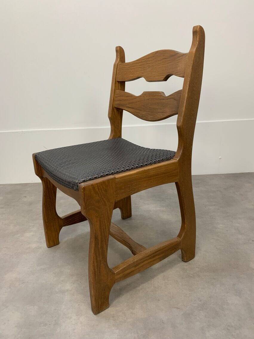 6 vintage solid wood brutalist chairs