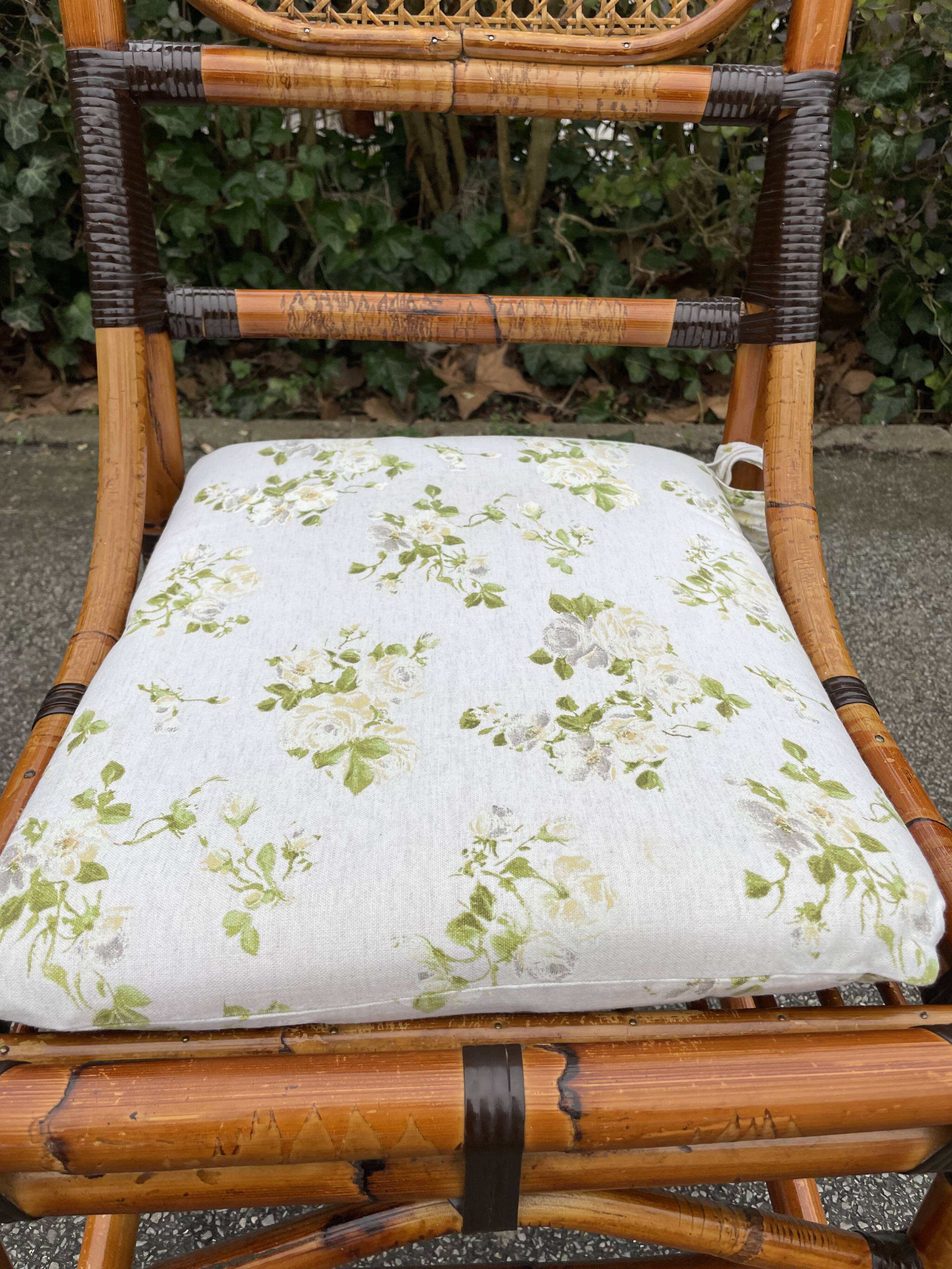 4 chaises en bambou et cannage