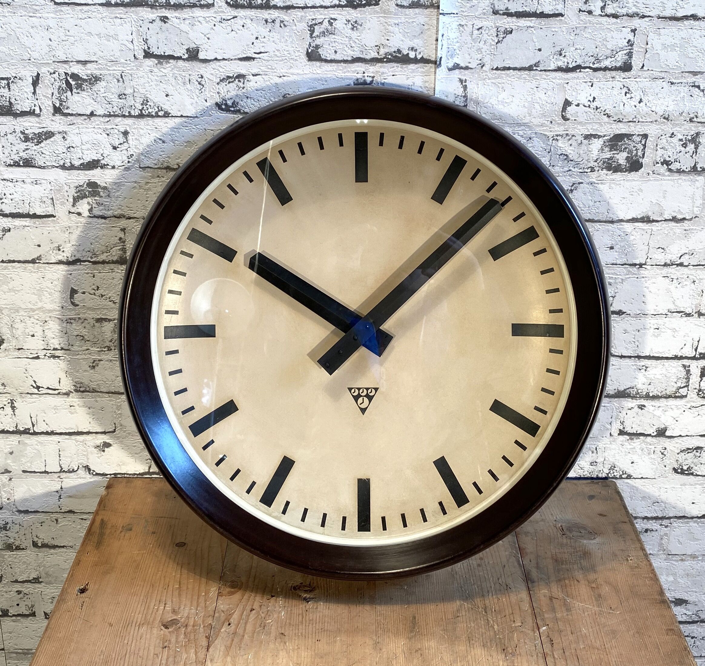 Industrial bakelite factory wall clock from Pragotron, 1960s