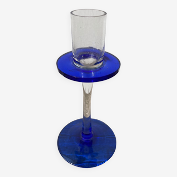 Murano blue blown glass candle holder