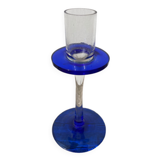 Murano blue blown glass candle holder