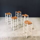 Rustic Handcrafted High Stools, France, 1940s, Set of 5