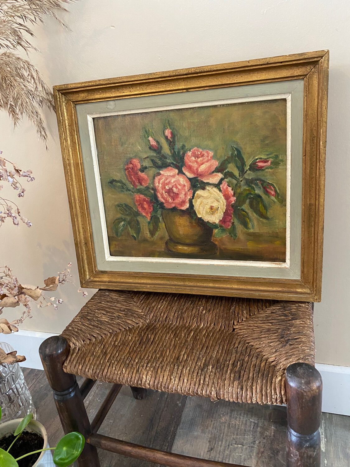 Peinture nature morte bouquet de roses