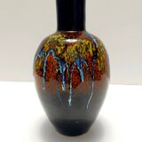 Multicolored Glazed Earthenware Vase by Roberto Rigon for Bertoncello, Ital