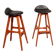 Design bar stool in wood and black leather by Erik Buch 1960