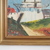Tableau « Le moulin à vent coloré », design scandinave, XXe siècle, par Aa