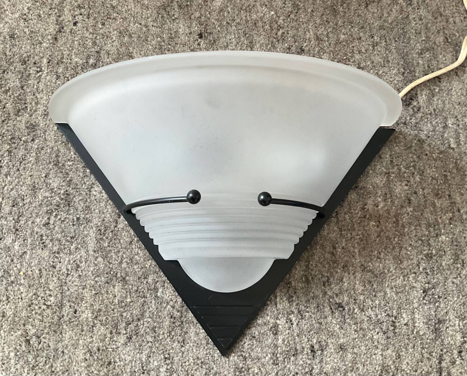 Post Modern wall light frosted glass and black metal