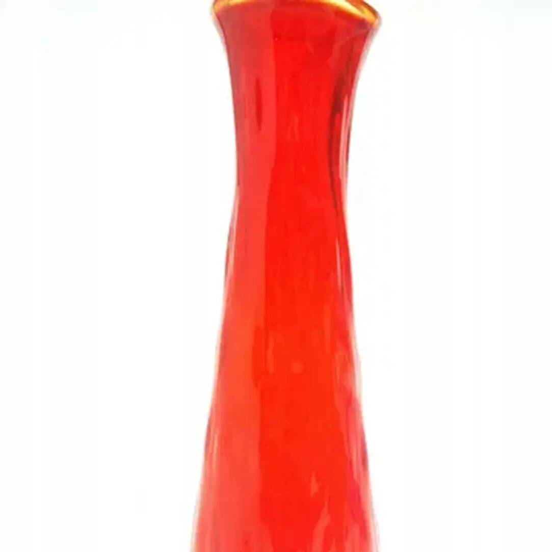 Bean vase, mid-century modern, red glass, Ząbkowice, Poland, 1970s