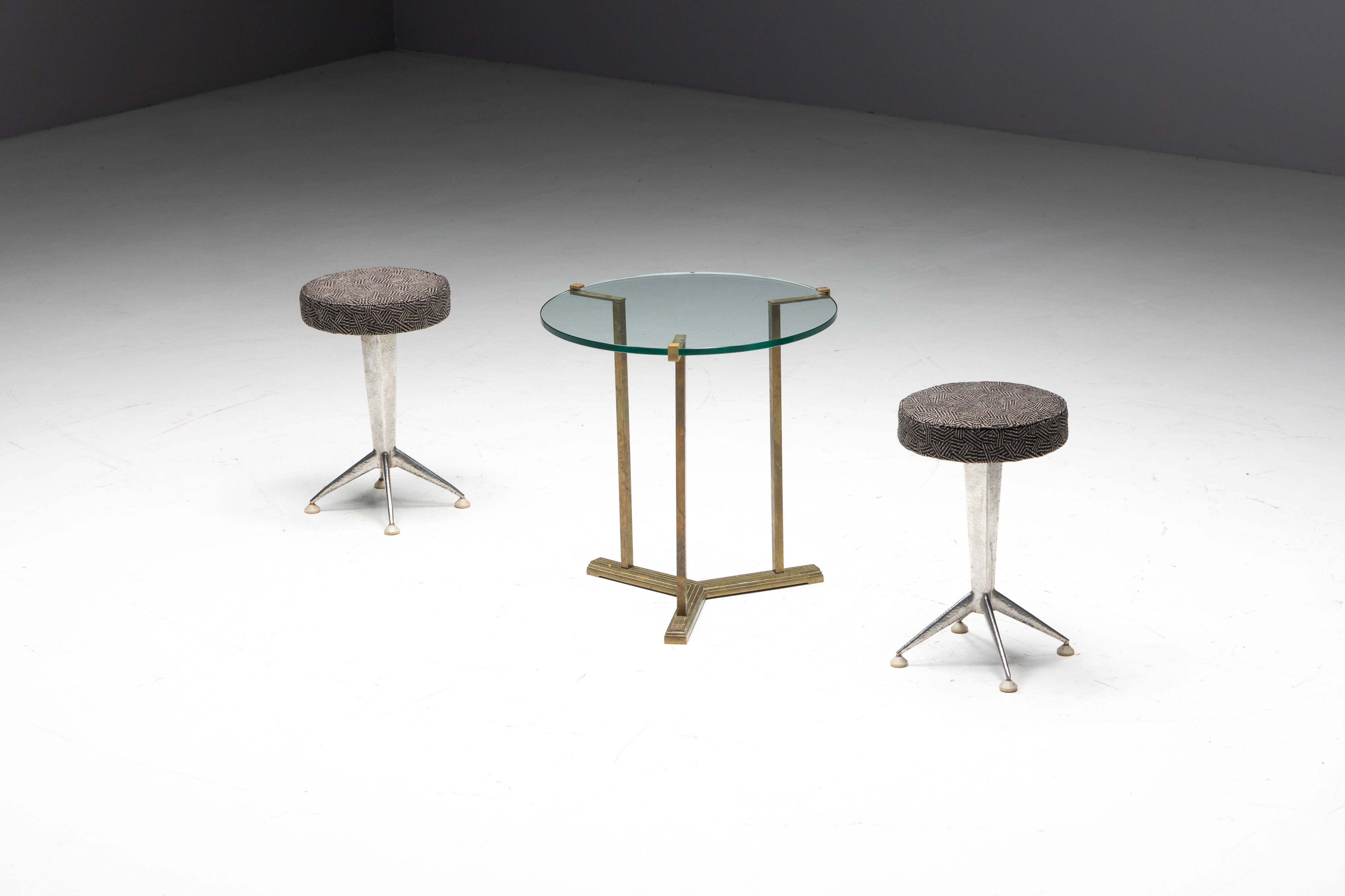 Side Table by Peter Ghyczy in Brass and Glass, Netherlands, 1970s