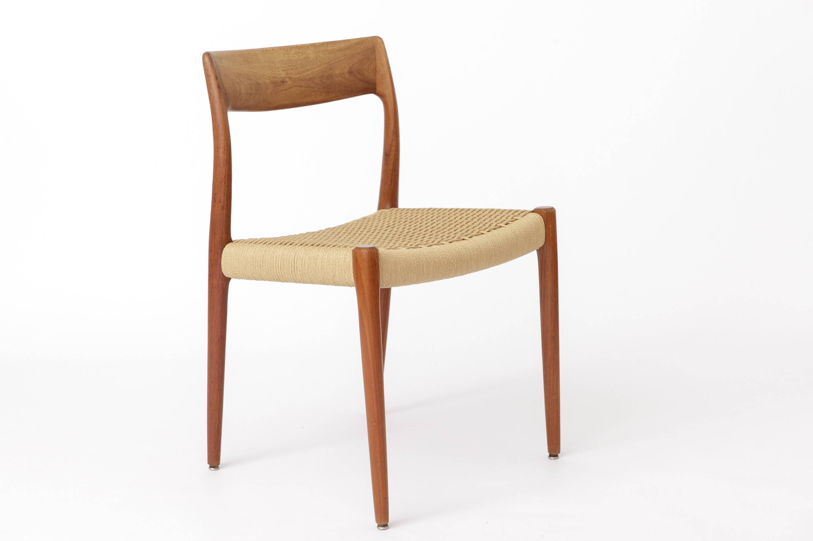 1 of 3 Niels Otto Møller Model 77 Teak Dining Chair,  Paper Cord, 1960s