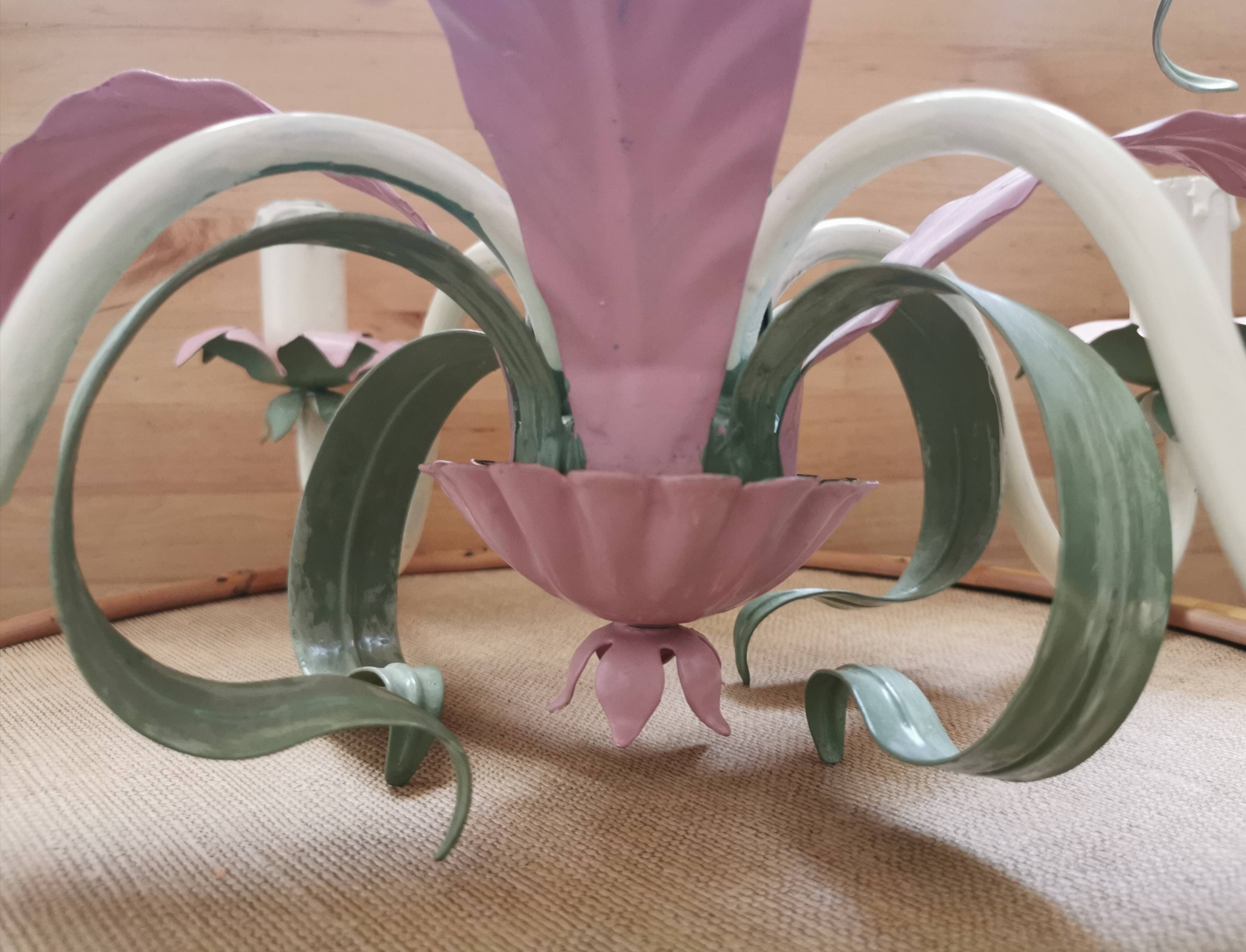 Lustre iron and painted sheet flowers camellias