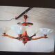 Opalescent glass and copper chandelier