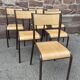 Set of 6 vintage industrial school chairs for communities mullca delagrave tube & wood