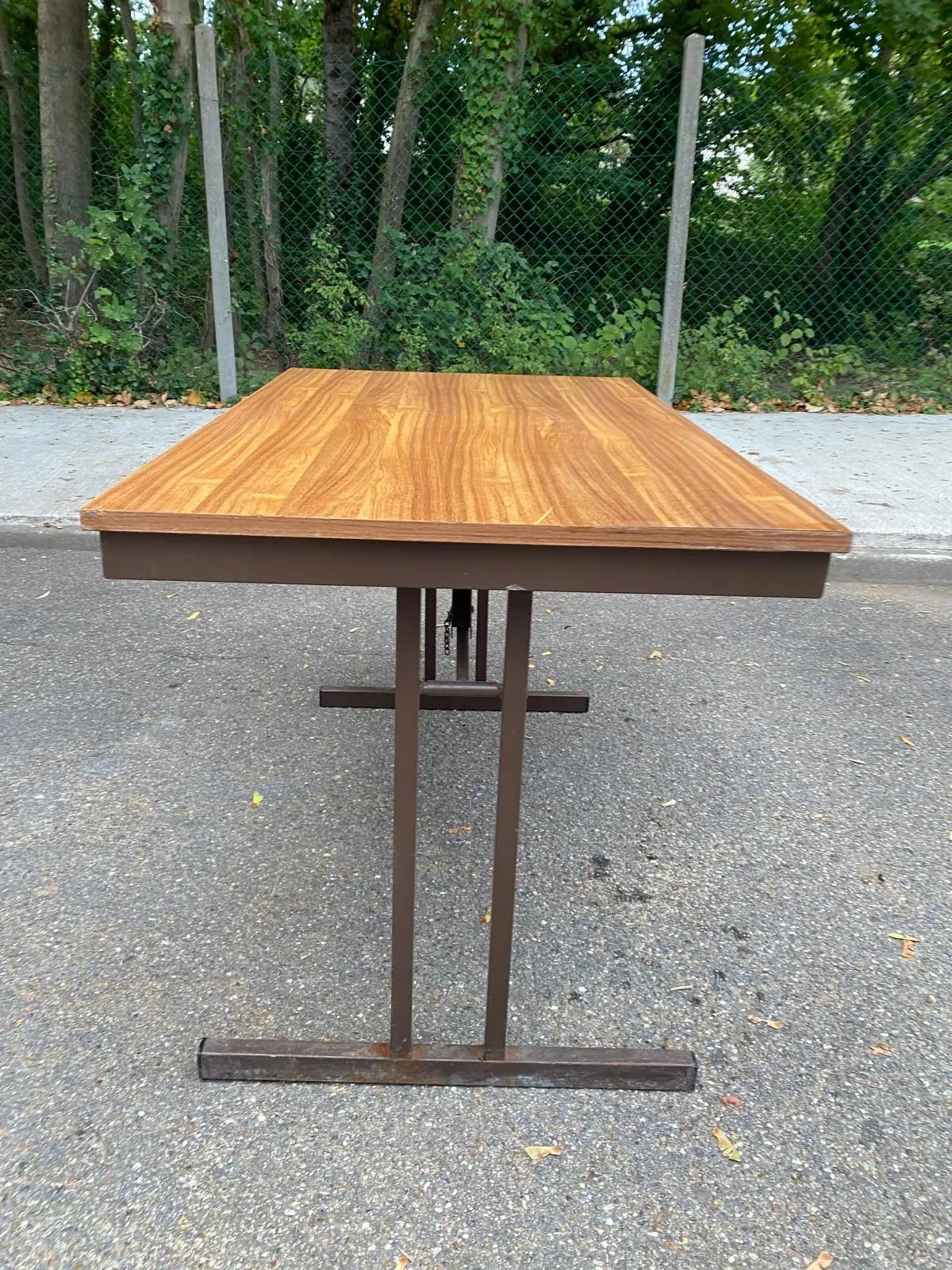 Mid-Century wooden and steel folding table brown 1970 120x70cm