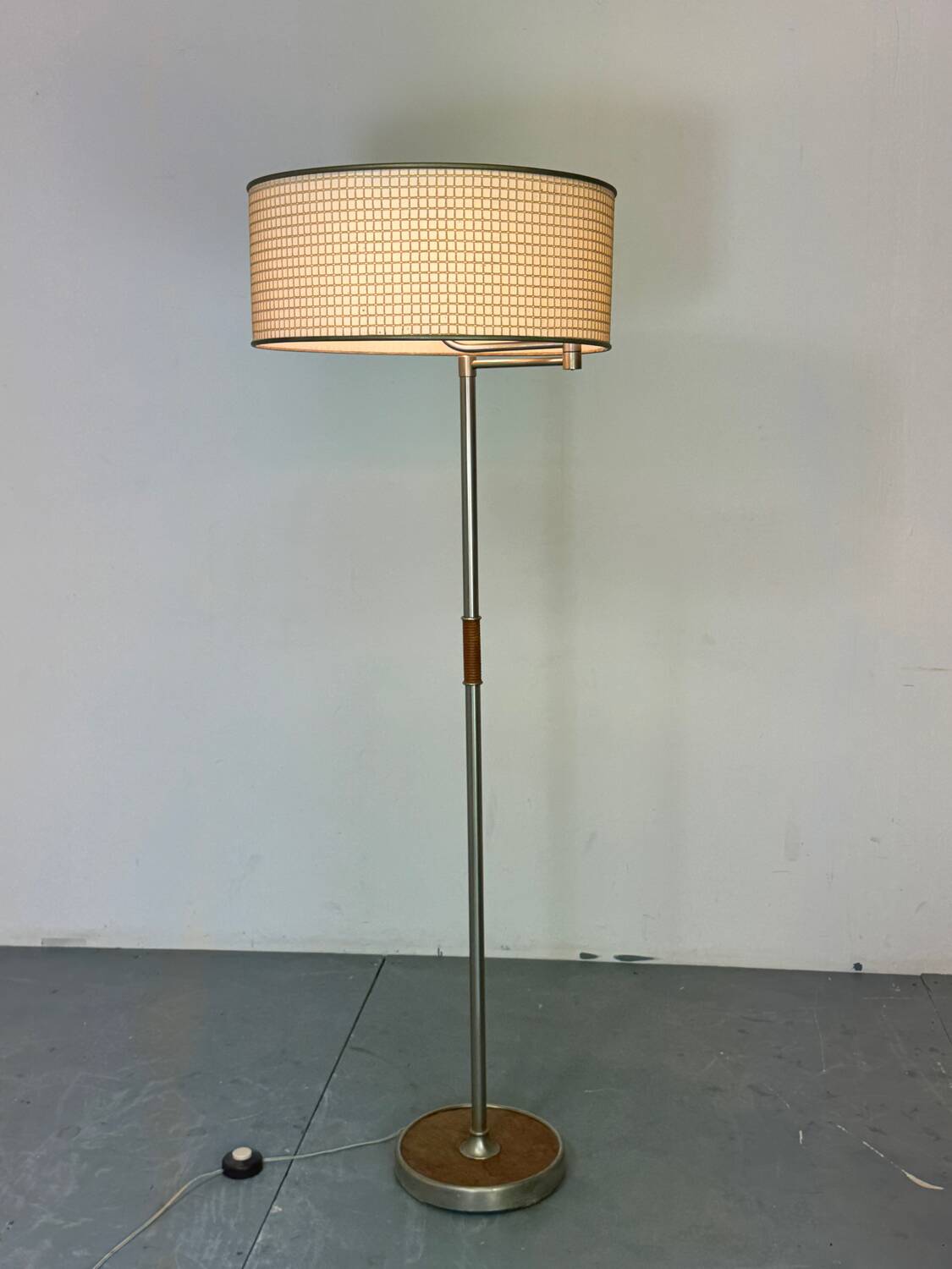 Bauhaus Wood and Steel Floor Lamp, 1950s