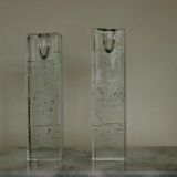 Pair Of Solid Glass Candlesticks "Arkipelago" From ittala Finland