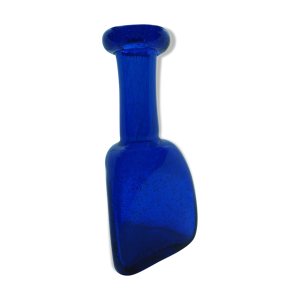 vase en verre bleu par Erik Hoglund pour Kosta Boda avec bulles