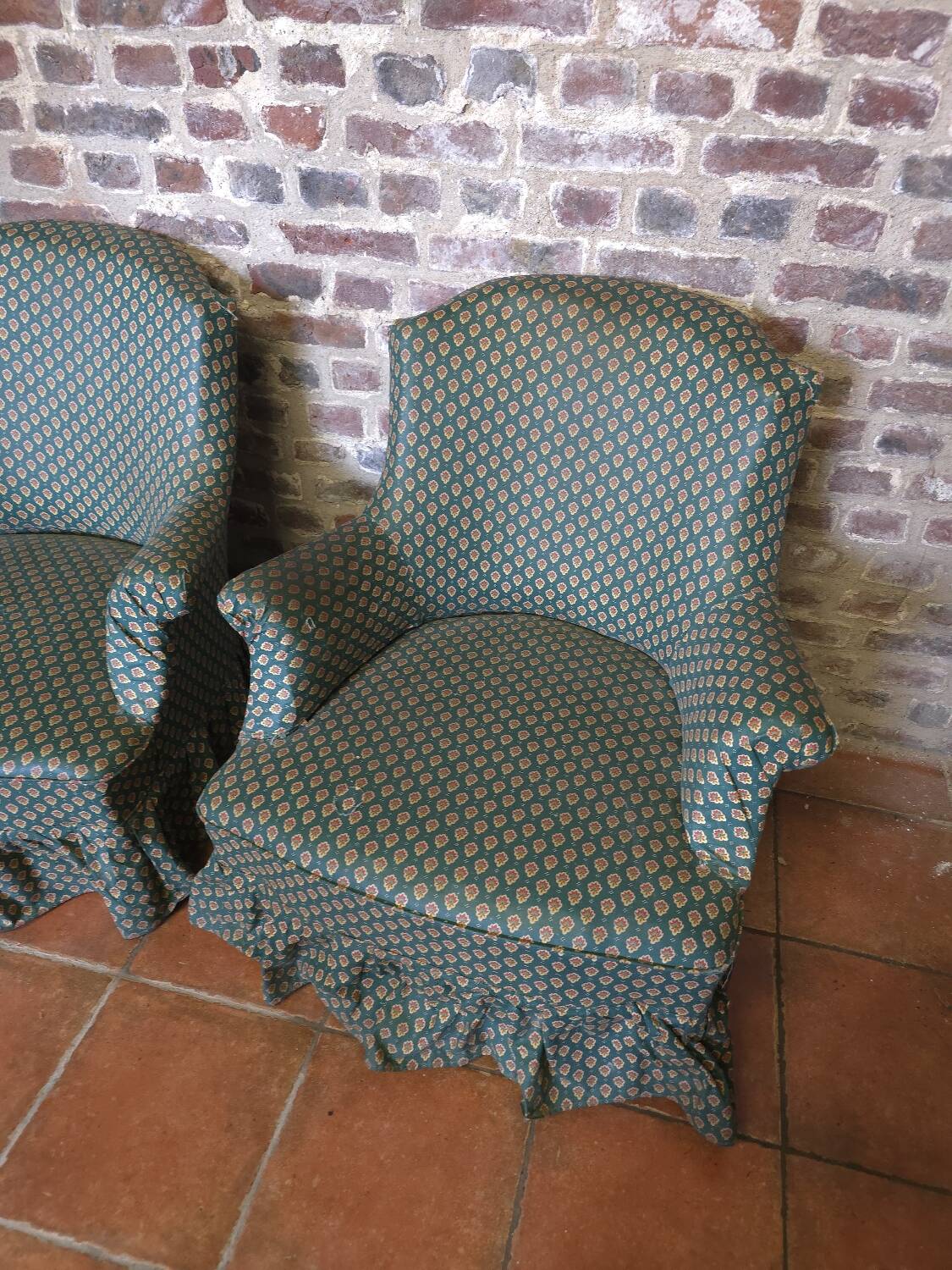 Pair of Napoleon III toad armchairs
