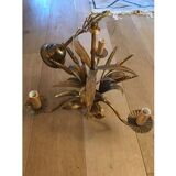 Chandelier and pair of wall sconces of wheat