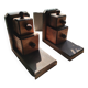 Set of 2 vintage wooden cube and olive bookends