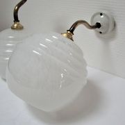 Pair of porcelain sconces brass glass of clchy white art deco