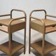 Old ochre metal bedside tables from a boarding school.