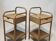 Old ochre metal bedside tables from a boarding school.