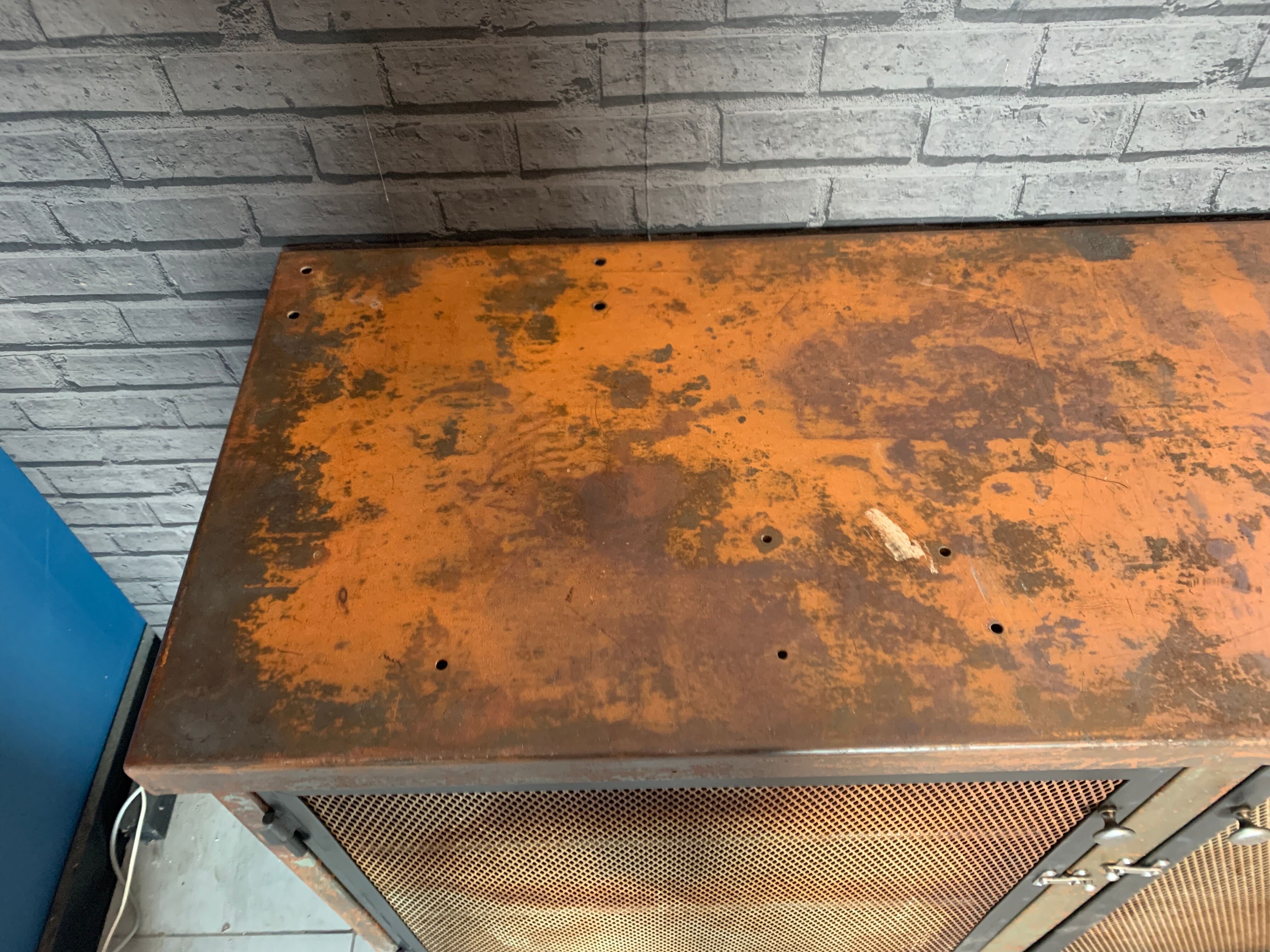 Old steel workshop cabinet
