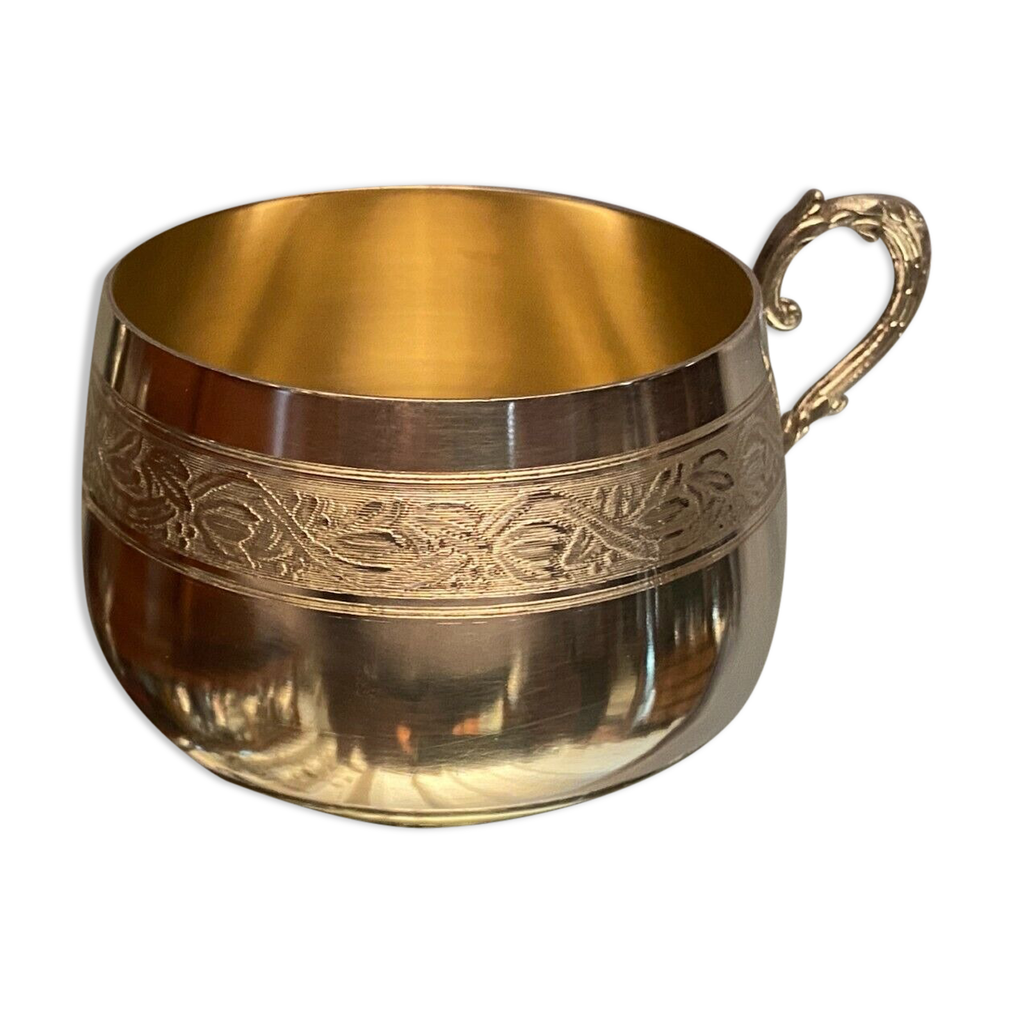 Lunch cup in silver metal Regency style