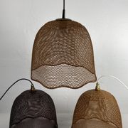 Beehive webbing rattan wicker pendant hanging lamp, 1930s