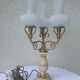 Florentine Italy ceramics - 3 arms of golden metal light - glass tulip