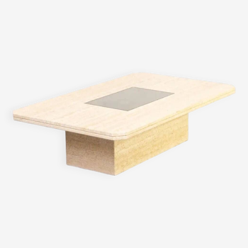 70s rectangle travertine stone coffee table