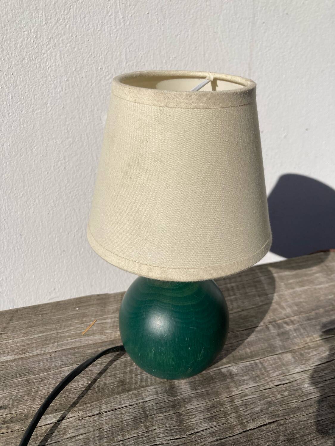 Green ball wood bedside lamp