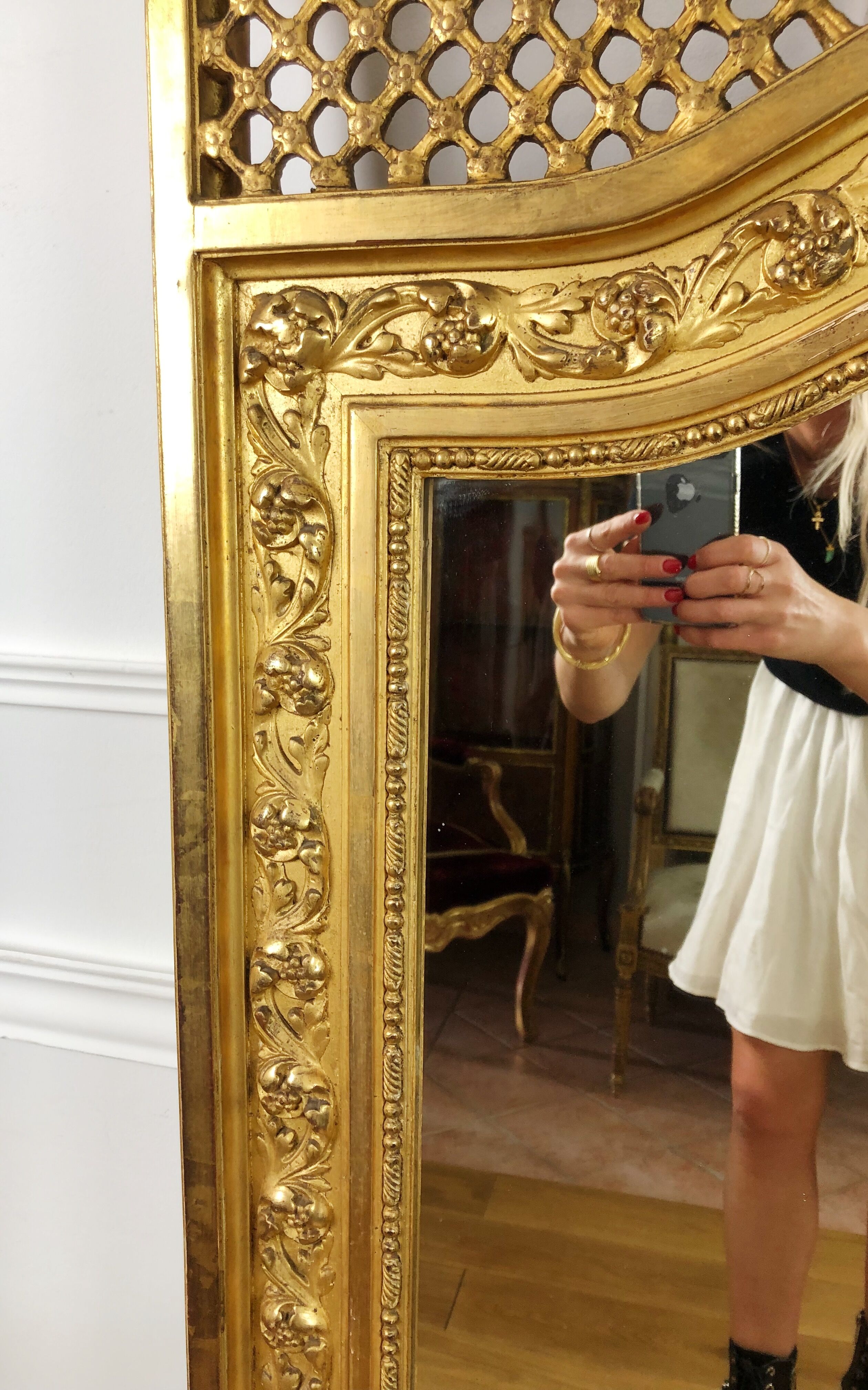 Antique fireplace mirror Napoleon III gilt wood nineteenth 98x146cm