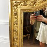 Antique fireplace mirror Napoleon III gilt wood nineteenth 98x146cm