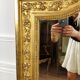 Antique fireplace mirror Napoleon III gilt wood nineteenth 98x146cm