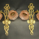 Pair of sconces with the heads of Zephyr Louis XVI style
