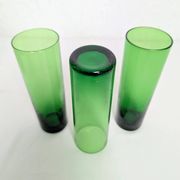 Set of three large long drink glasses in green bubble glass.