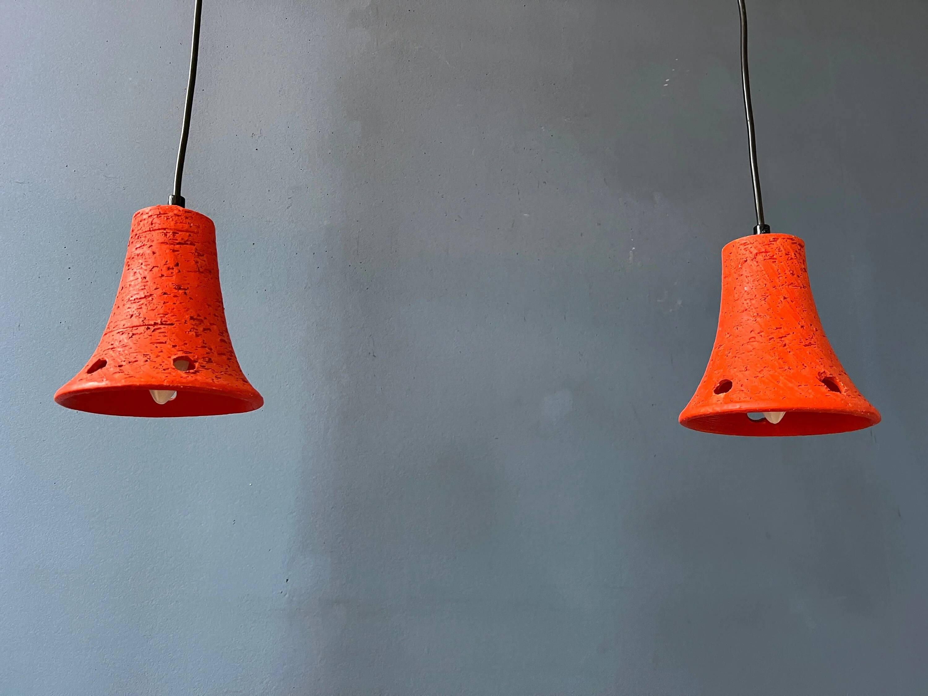 2 retro ceramic orange pendants