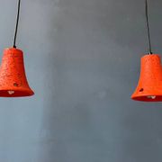 2 retro ceramic orange pendants