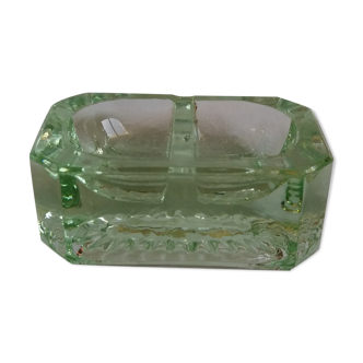 Art deco green glass saleron