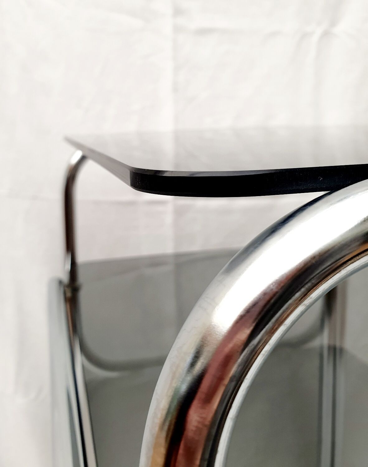 Design console 70 metal chromed smoked glass