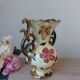 Vintage vase from Belgium signed – 1950s ceramic, decorated with coloured leaves.