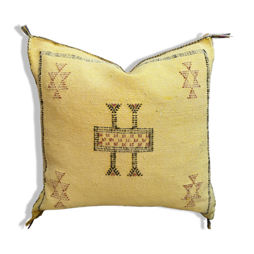 Housse de coussin en soie à motif cactus marocain – Coussin Sabra fait main