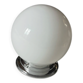 Ceiling light or wall light with a white opaline glass globe, 20 cm, chrome rose.