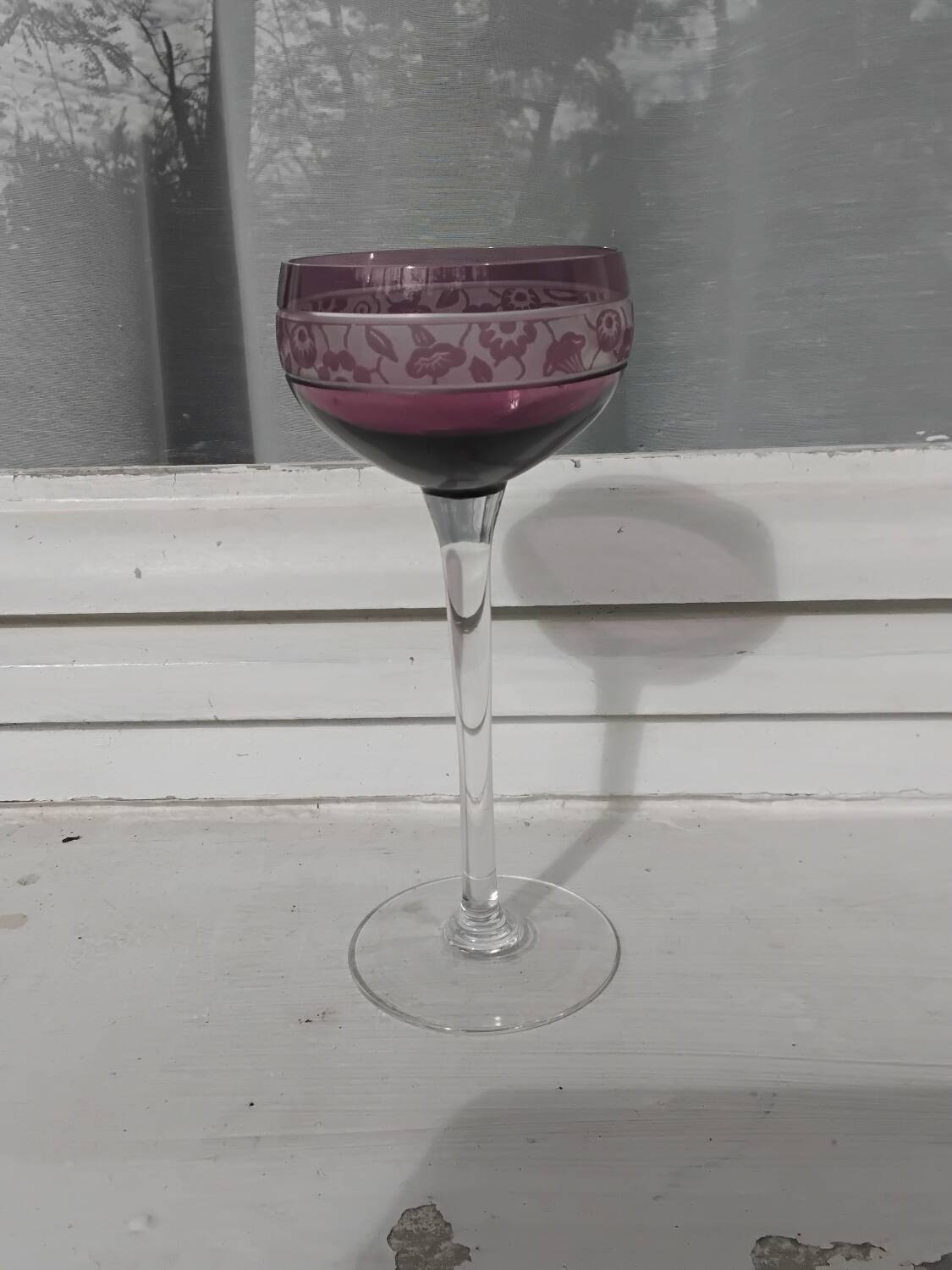 14cl wine glass, Nancy Houillon crystal, lined with amethyst art deco